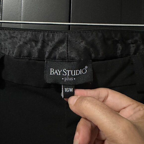 Bay Studio Plus Womens Dress Pants 16W Black Stretch Straight Leg Classic Work - Picture 4 of 6